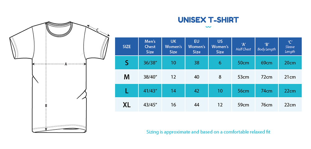 Unisex T-Shirt Size Chart